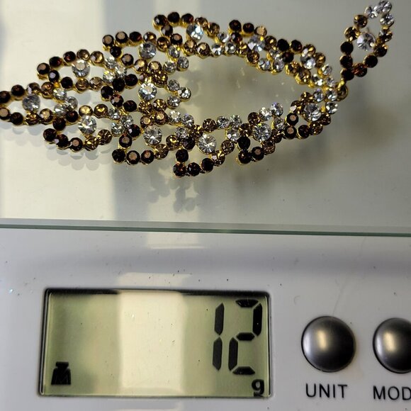 Amber and Crystal Rhinestone Chandelier Earrings - Picture 6 of 6